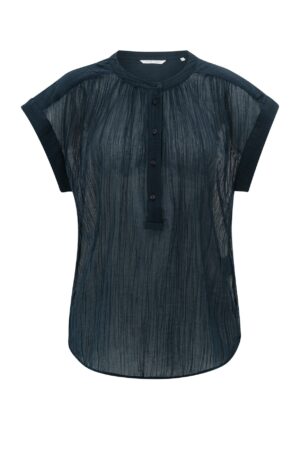 Yaya Fließende Bluse mit Polokragen, TOTAL ECLIPSE BLUE