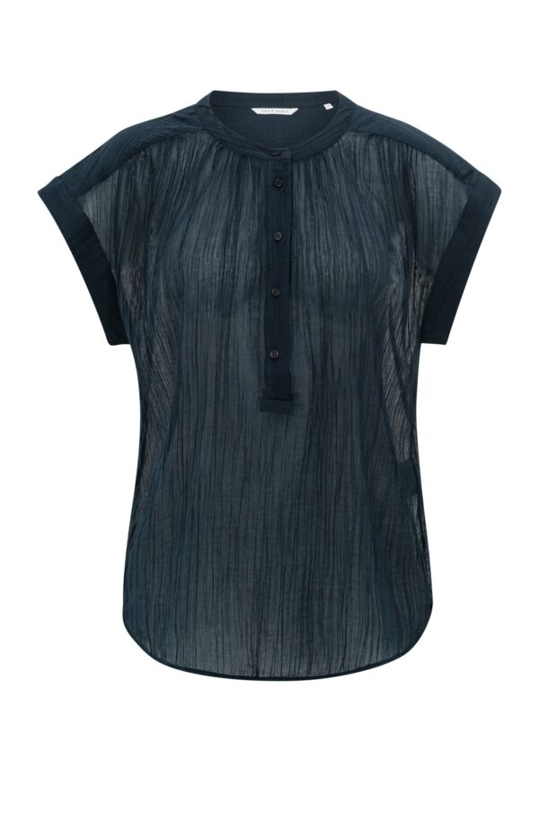 Yaya Fließende Bluse mit Polokragen, TOTAL ECLIPSE BLUE