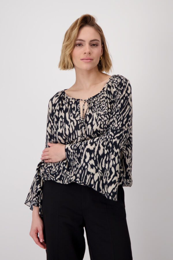Monari Bluse, schwarz gemustert – Bild 2