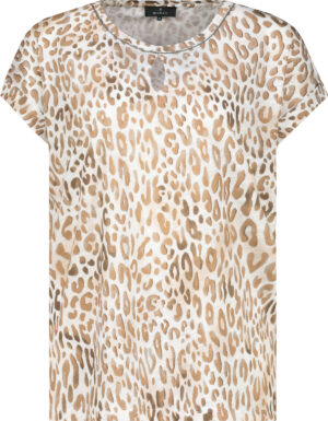 Monari T-Shirt, camel gemustert