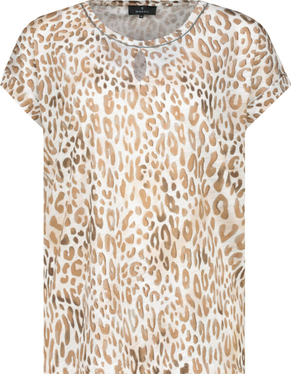Monari T-Shirt, camel gemustert