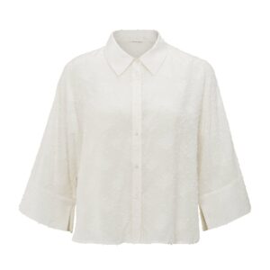Yaya Bluse mit eingewebten Details, OFF WHITE