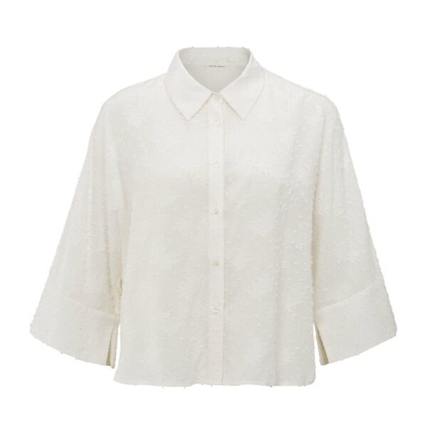 Yaya Bluse mit eingewebten Details, OFF WHITE