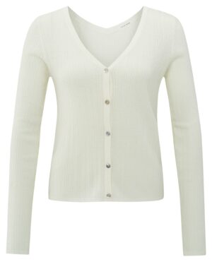 Yaya Fein gerippter Strick-Cardigan, WOOL WHITE