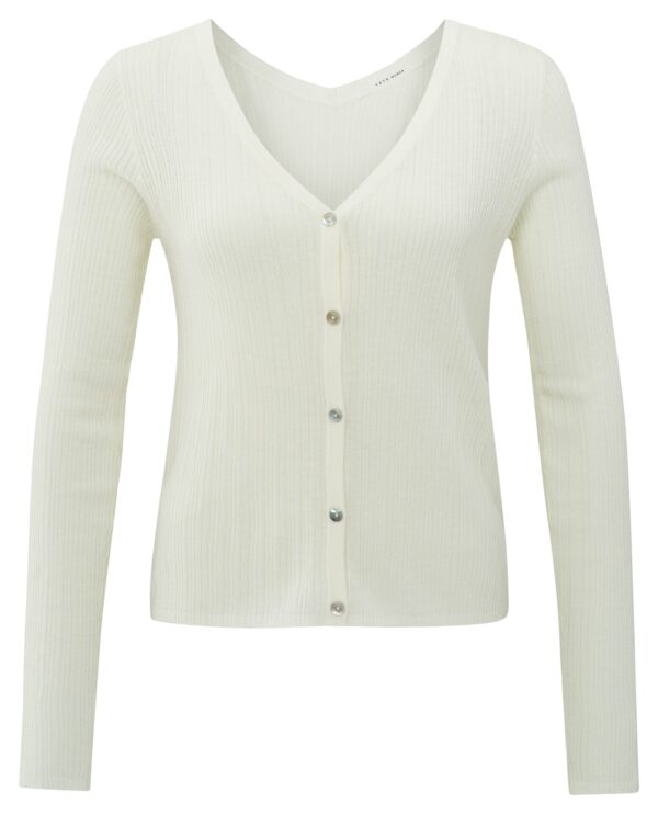 Yaya Fein gerippter Strick-Cardigan, WOOL WHITE