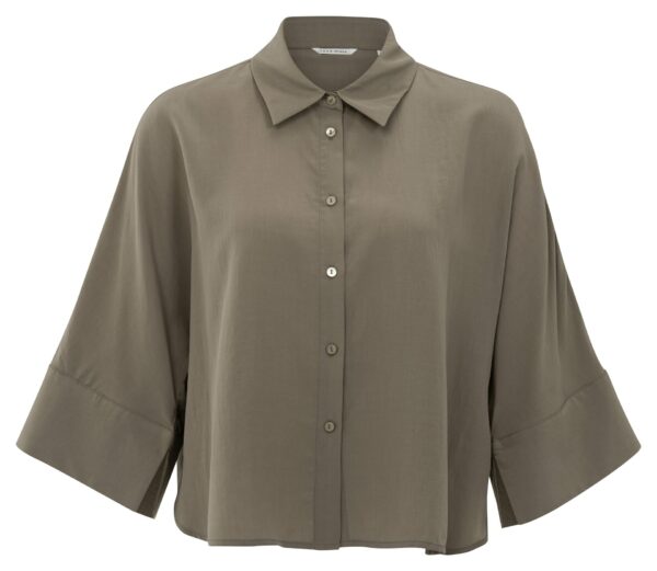 Yaya Kurz geschnittene Bluse, GREYISH BROWN