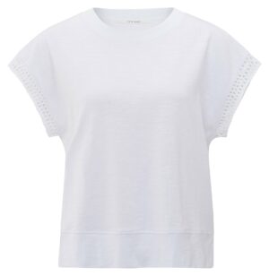 Yaya T-Shirt Oberteil mit Häkeldetails, PURE WHITE
