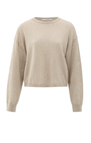 Yaya Pullover Textured round neck sweater ls, SAND MELANGE