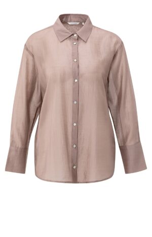 Yaya Sheer Bluse with back slit, BLUSH PINK