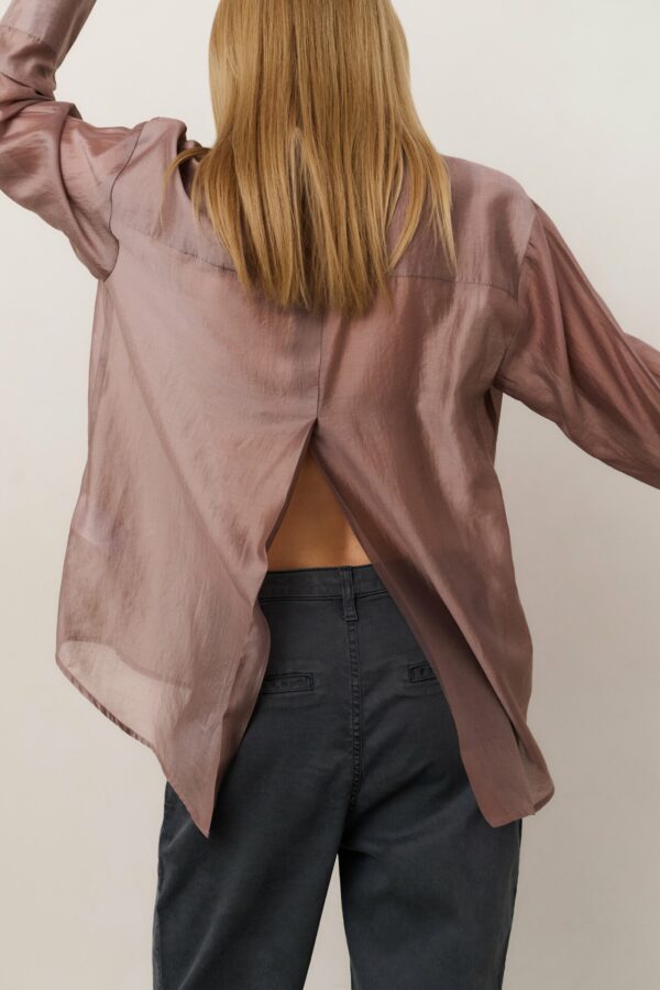 Yaya Sheer Bluse with back slit, BLUSH PINK – Bild 3