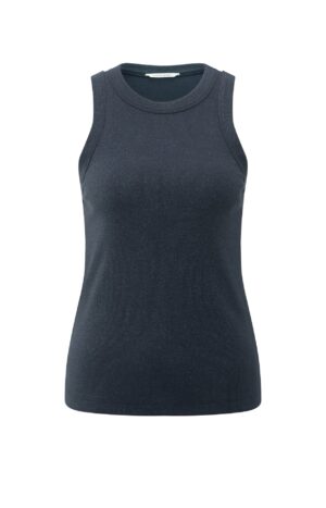 Yaya Top Rib singlet with metallic glit, INKWELL BLUE
