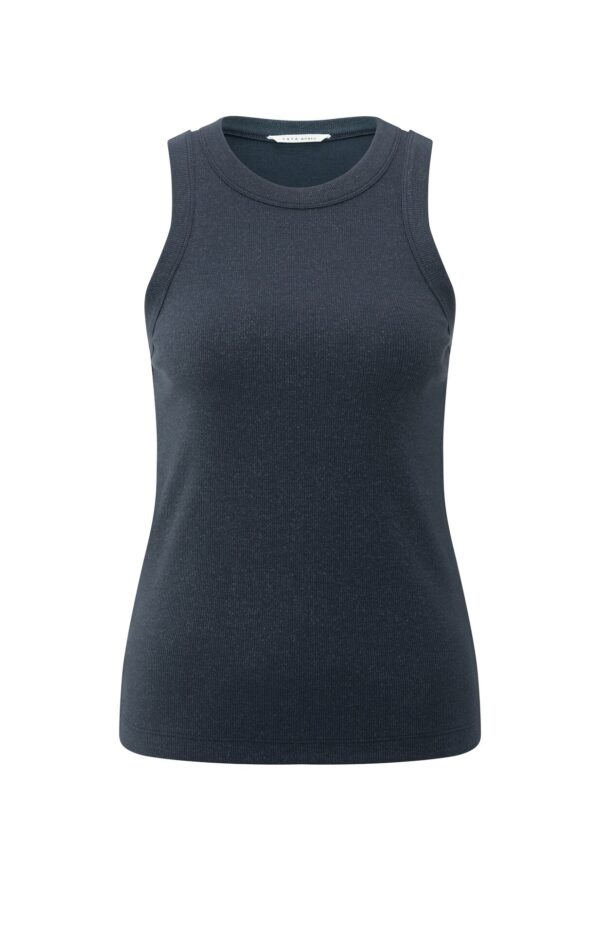 Yaya Top Rib singlet with metallic glit, INKWELL BLUE