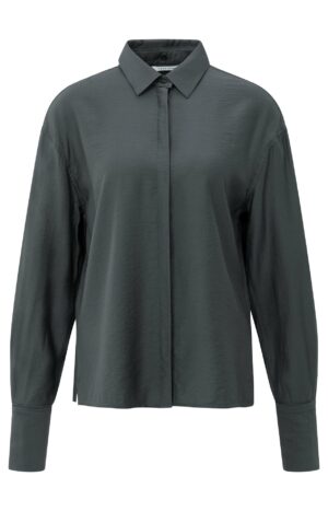 Yaya Bluse Shirt with removable collar an, OYSTER BLACK