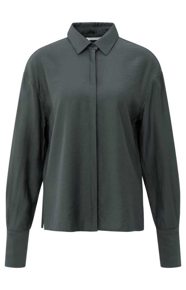 Yaya Bluse Shirt with removable collar an, OYSTER BLACK