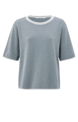 Yaya Pullover Shirt Jacquard knitted t-shirt, LIGHT GREY MELANGE