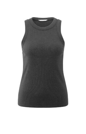 Yaya Top Rib singlet with metallic glit, OYSTER BLACK