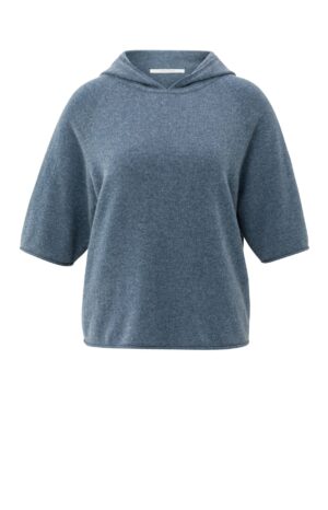 Yaya Shirt Short sleeve knitted hoody, CHINA BLUE