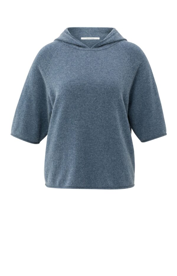Yaya Shirt Short sleeve knitted hoody, CHINA BLUE