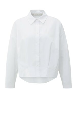 Yaya Poplin Bluse with front pleat, PURE WHITE