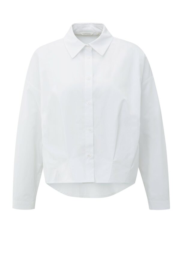 Yaya Poplin Bluse with front pleat, PURE WHITE