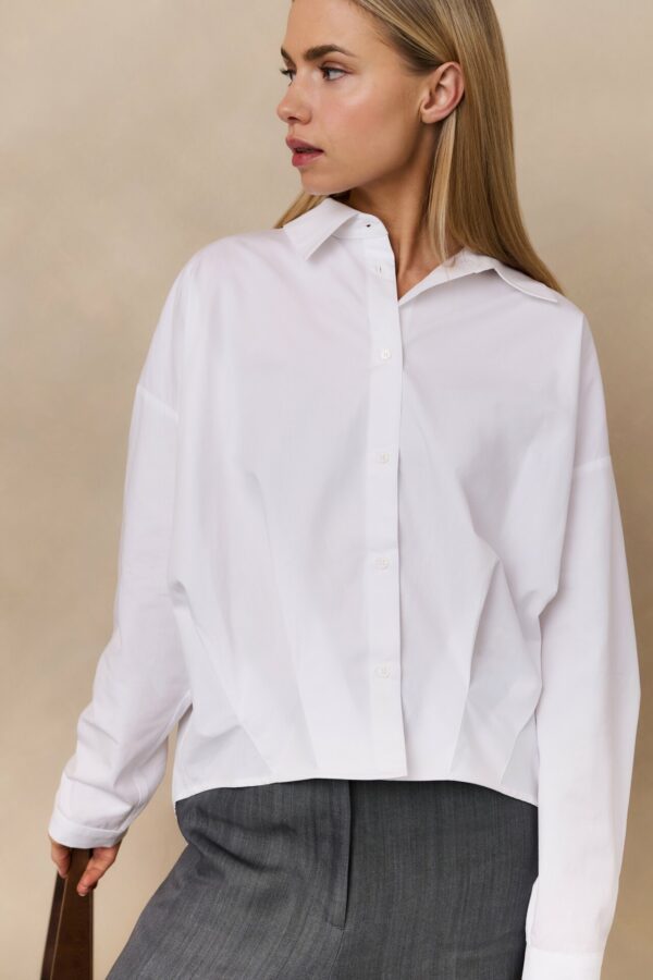 Yaya Poplin Bluse with front pleat, PURE WHITE – Bild 3