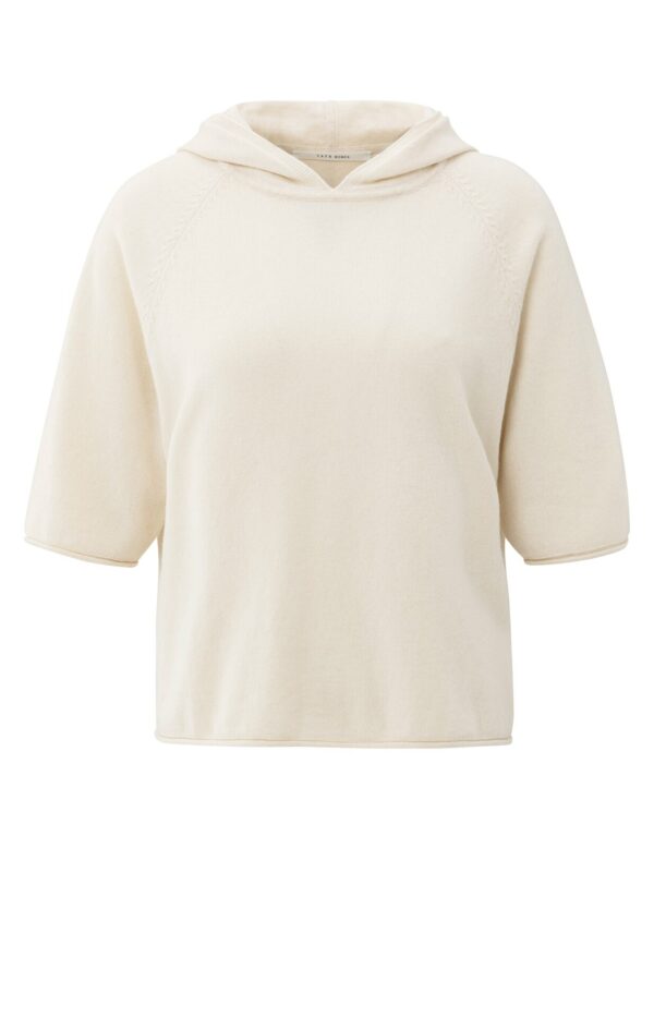 Yaya Pullover Short sleeve knitted hoody, CHALK WHITE