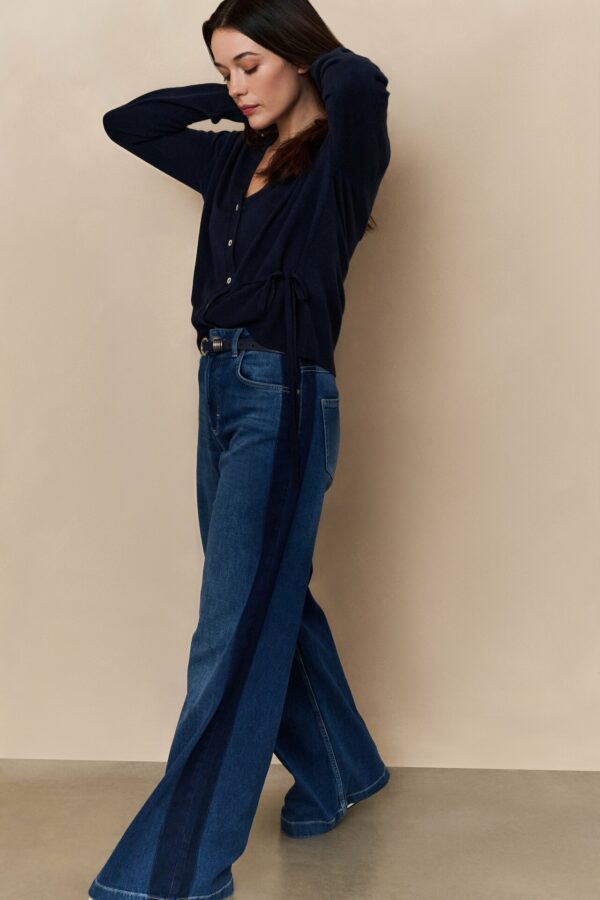 Yaya Jeans Hw wide denim w. tape - L34, DARK BLUE DENIM – Bild 3