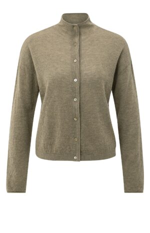 Yaya Strickweste Textured cardigan high necklin, CAPERS MELANGE