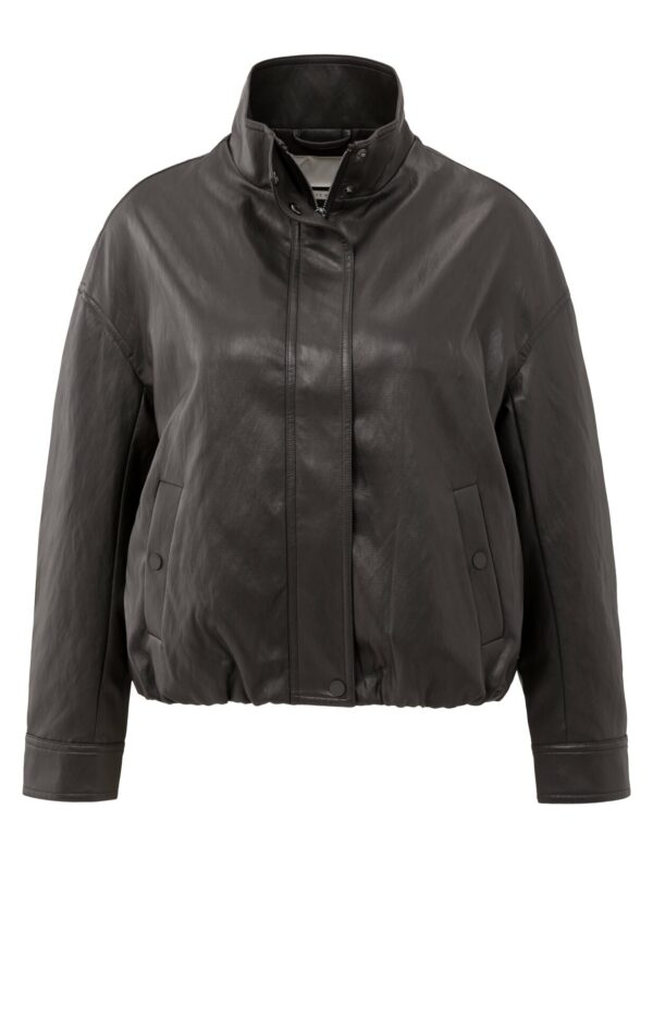 Yaya Jacke Faux leather jacket with baloo, ANTHRACITE BROWN