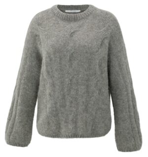 Yaya Weicher Zopfmuster-Pullover, TAUPE GREY MELANGE