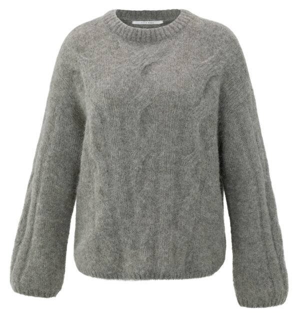 Yaya Weicher Zopfmuster-Pullover, TAUPE GREY MELANGE