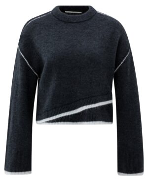 Yaya Pullover mit Linien, COLLEGIATE BLUE MELANGE