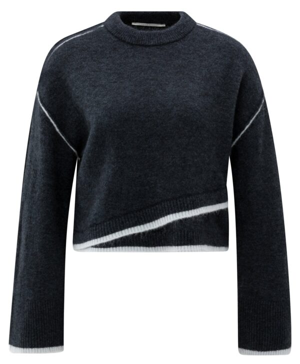 Yaya Pullover mit Linien, COLLEGIATE BLUE MELANGE