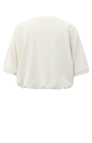 Yaya Short sleeve balloon top with, CHALK WHITE