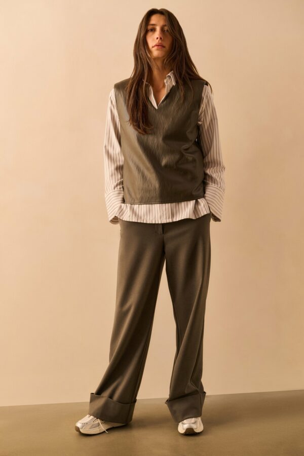 Yaya Weiche strukturierte Hose, DARK TAUPE GREY MELANGE – Bild 3
