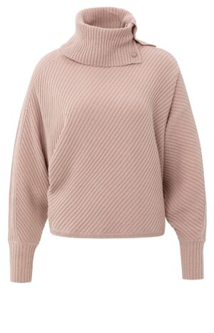 Yaya Pullover Batwing sweater with collar ls, BLUSH PINK MELANGE