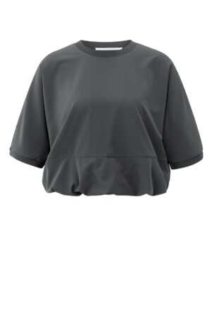 Yaya Short sleeve balloon top with, OYSTER BLACK