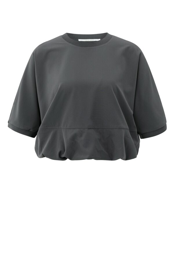Yaya Short sleeve balloon top with, OYSTER BLACK