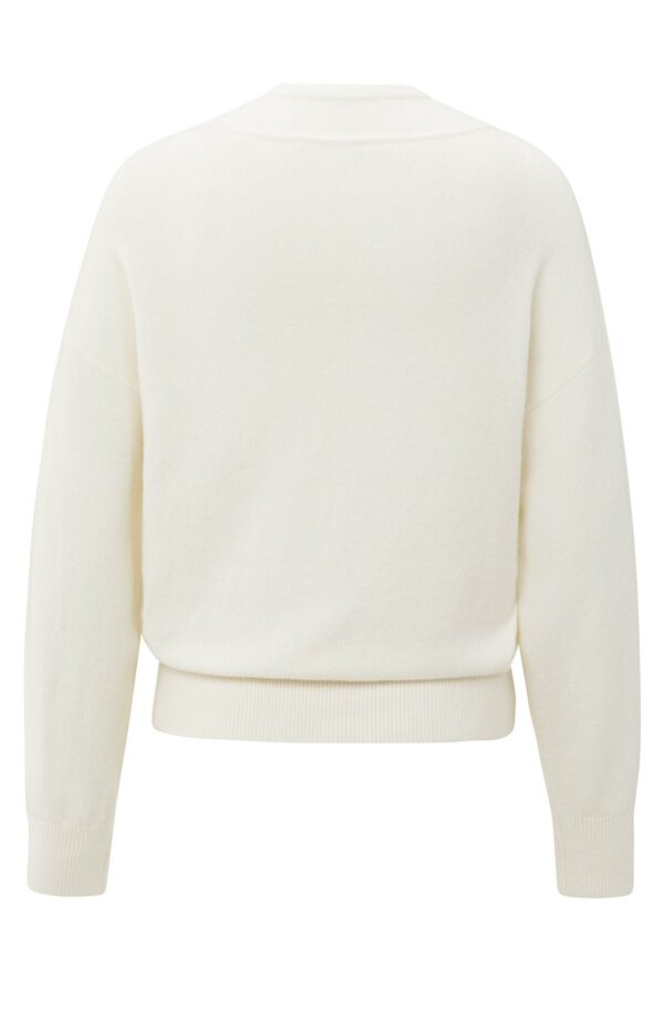 Yaya Pullover Deep v-neck sweater with top, OFF WHITE KNIT MELANGE – Bild 2