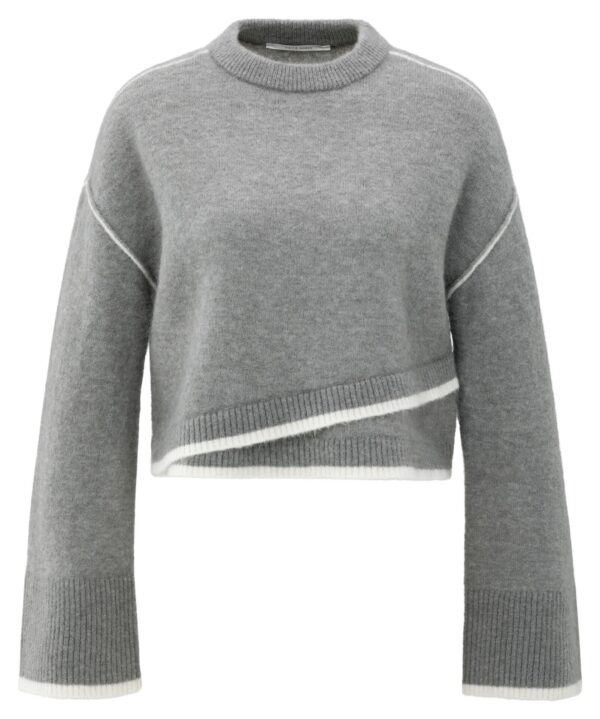 Yaya Pullover mit Linien, TAUPE GREY MELANGE