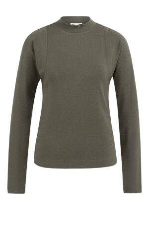 Yaya Long sleeve mock neck top, BROWN