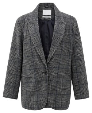 Yaya Karierter Oversize-Blazer, CONTOURS GRAY DESSIN