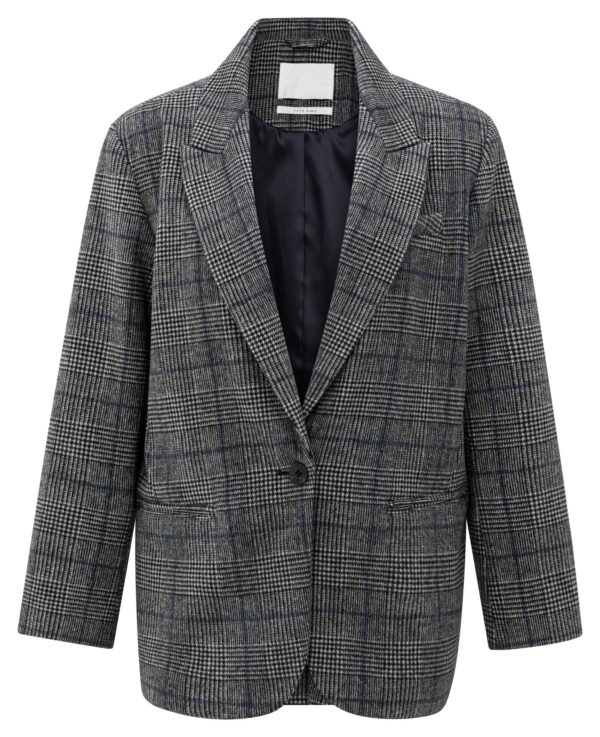 Yaya Karierter Oversize-Blazer, CONTOURS GRAY DESSIN