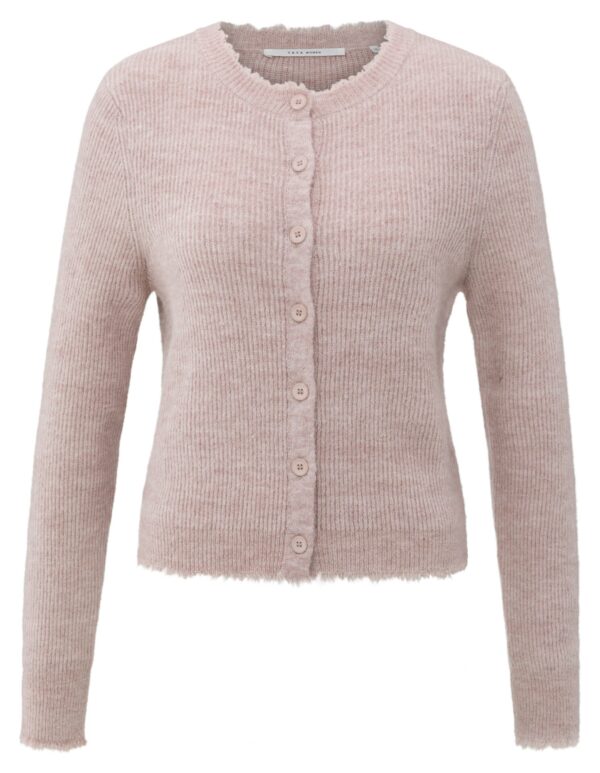 Yaya Strickweste Cardigan mit Details, SHADOW GRAY PINK MELANGE