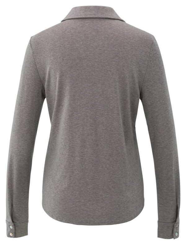 Yaya Jerseybluse mit V-Ausschnitt, TAUPE GREY MELANGE – Bild 2