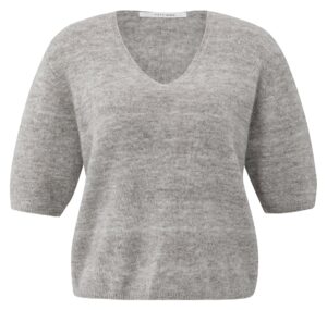 Yaya Pullover mit V-Ausschnitt, TAUPE GREY MELANGE