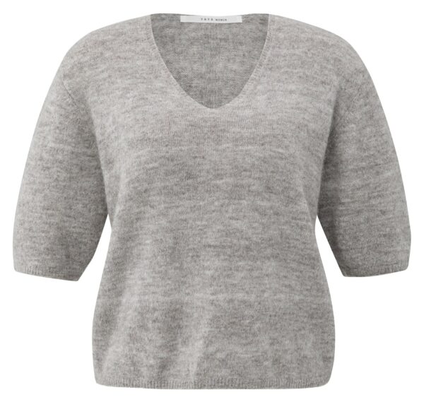 Yaya Pullover mit V-Ausschnitt, TAUPE GREY MELANGE