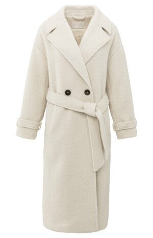 Yaya Mantel  Woven boucle long length overs, CHALK WHITE