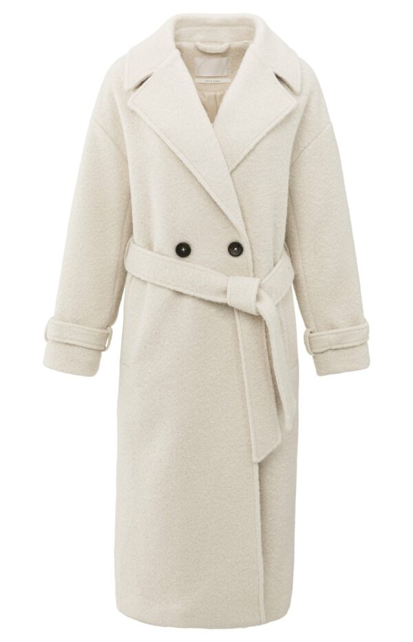 Yaya Mantel  Woven boucle long length overs, CHALK WHITE