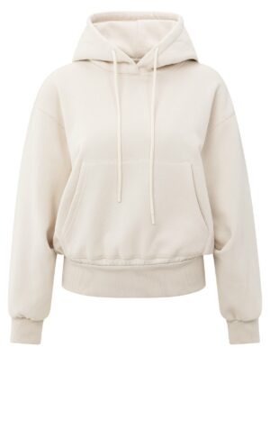 Yaya Hoodie with pleated bottom, CHALK WHITE